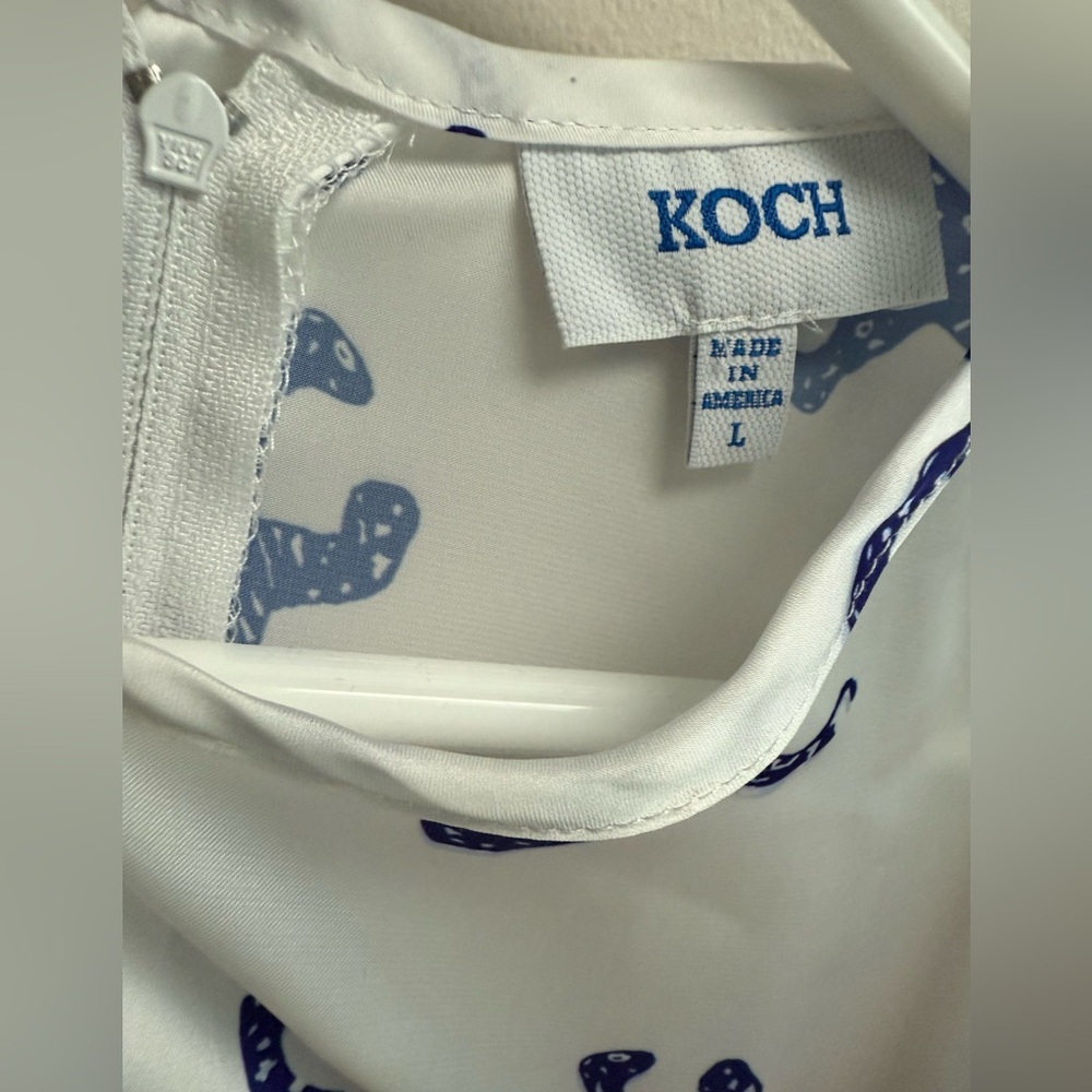 KOCH Women’s White and Blue Jaguar Christiano Short Cap Sleeve Shirt-Size Large - Picture 5 of 10